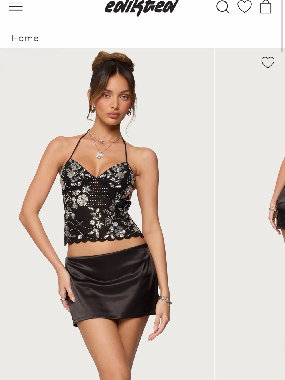 Nelley Backless Beaded Sequin Chiffon Top